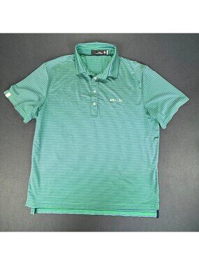 Ralph Lauren RLX Golf Polo Shirt Men XL Blue/Green Striped Performance Wicking